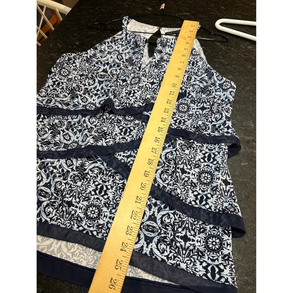 White House Black Market Blue Damask Tiered Halter Top NWT Size S - Picture 8 of 8